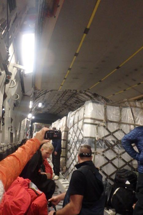 Cargo in pallets in the C-17