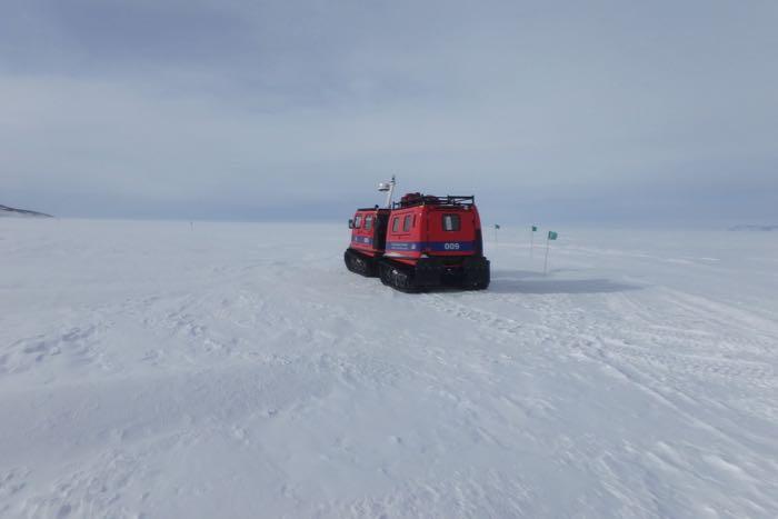 The Hagglund out on sea ice