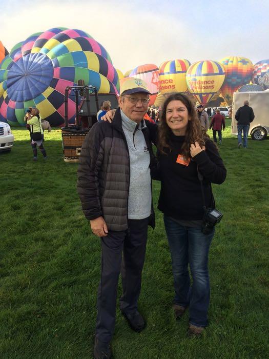 Amy Osborne and her dad at the hot air balloon fiesta.