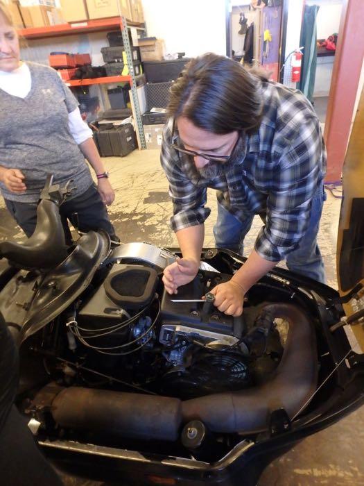 Looking under the hood of a Ski Doo