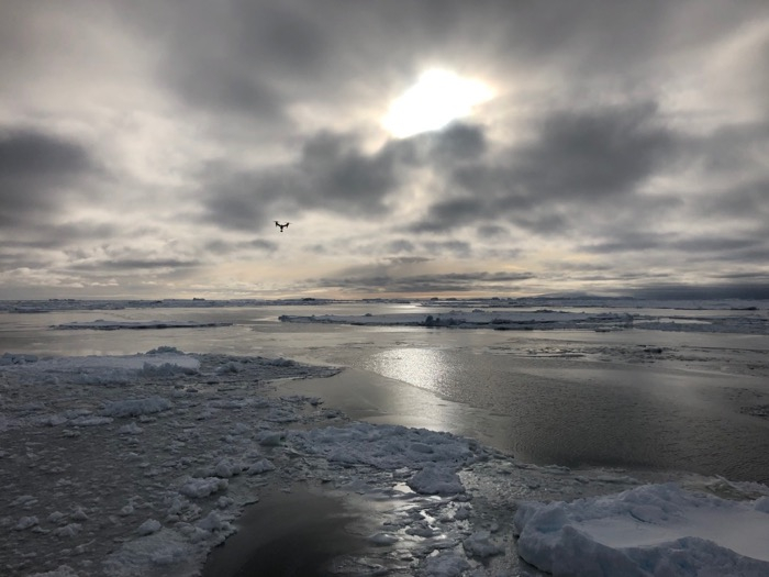 The view from the bow of the Nathaniel B. Palmer in the Amundsen Sea, Antartica