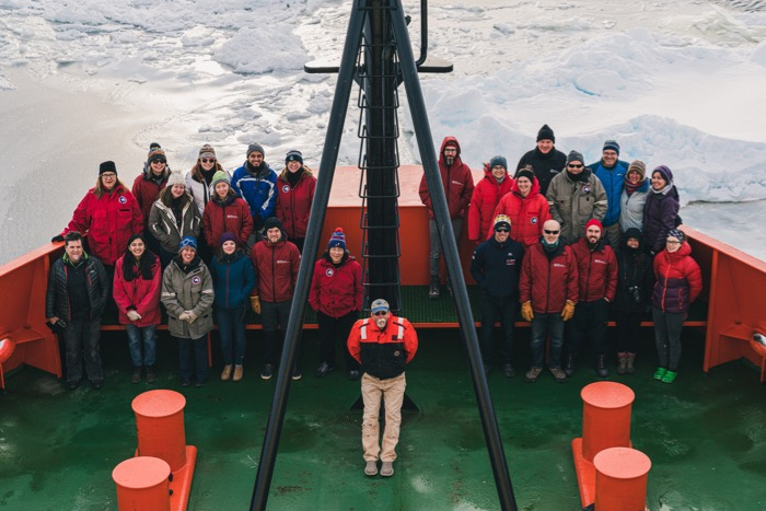 The science team on the R/V Nathaniel B. Palmer icebreaker