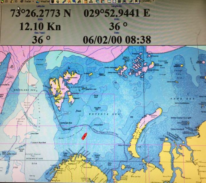 Chart showing location of Akademik Fedorov