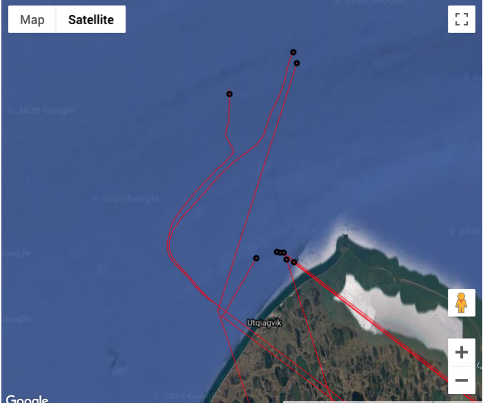 Buoys drifting north of Utqiaġvik, Alaska