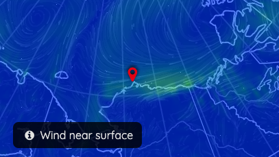 Wind speed at Utqiaġvik, Alaska and across the Arctic Ocean