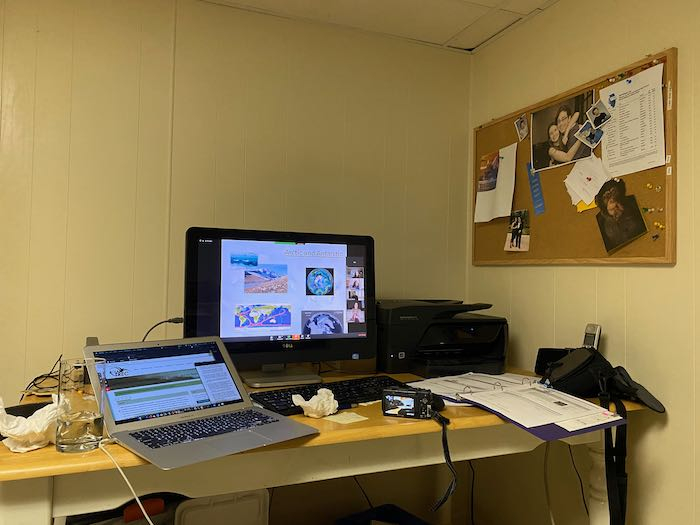 My desk for virtual training in my basement, which has been nicknamed &amp;quot;Boulder&amp;quot; for the week.