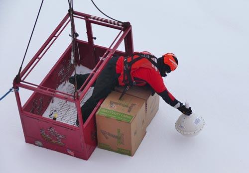 Putting float your boat boxes and SVP buoy on ice