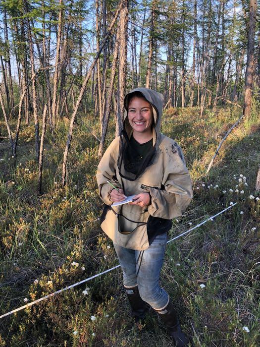 Collecting vegetation data at transect  photographed by Ali Paulson