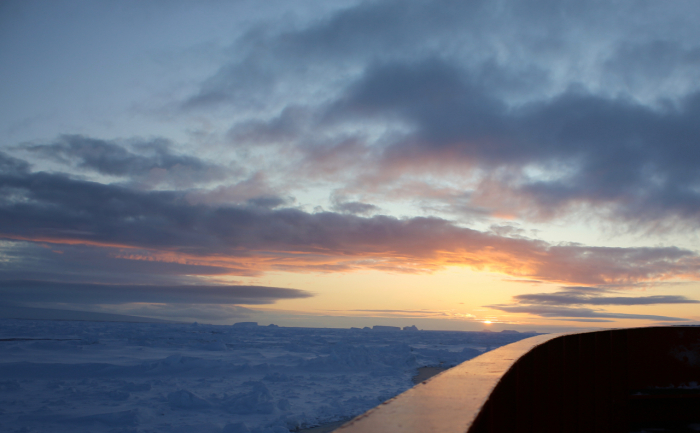 Sunset off the port bow of the NBP icebreaker