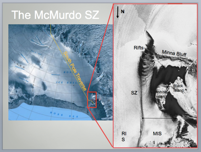 Shear Zone Camp and the major geographical features around the area