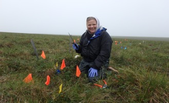 Svea Anderson setting up quadrats