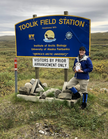 Kate Steeper at Toolik Field Station entrance