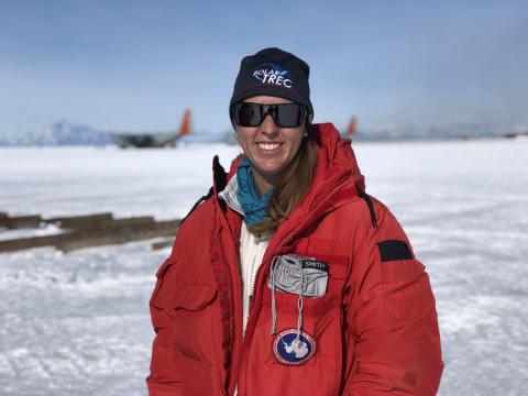 PolarTREC teacher, Lesley Anderson, waits for her flight to the South Pole.