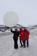 Kevin Dennert, Glenn Pawlowski and I preparing to launch weather balloon.