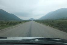 Glacial valley with heavy smoke