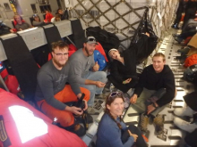 Playing cards on the floor of a C-17