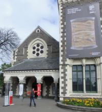 Amy Osborne in front of Canterbury Museum