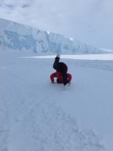 Failed attempt at a headstand on the ice