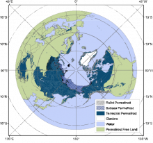 Map of permafrost in the Arctic