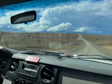 A view of the Dalton Highway with sunny skies! 