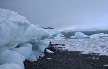 Blue ice has been compacted over time and no longer contains any air bubbles