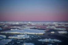 Looking to the northeast at sunset in the Amundsen Sea