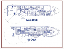 Schematic of the main and 01 decks of the R/V Nathaniel B. Palmer icebreaker