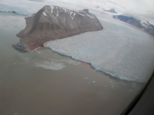 Aerial shot of Kronebreen Glacier and Collethøgda 2011 