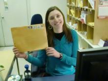 Stephanie in the mailroom