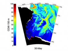 Map with seal locations and circumpolar deep water