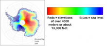 Elevation map of Antarctica