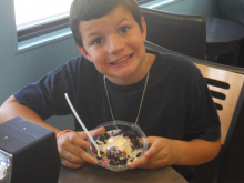 Joshua eating his Polar Sundae