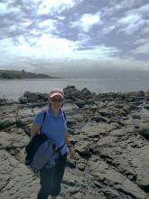 Alex with sea lions in the background 