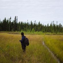 Santosh in a marsh