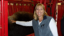 Anne Marie pets a musk ox