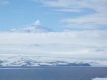 Mt Erebus in the clouds