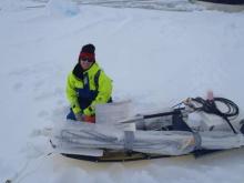 Anne Marie And An Equipment Sled