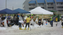 Clean up crews in Gulf Shores, Alabama