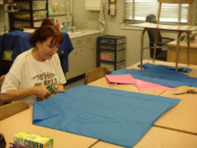 Gloria helped cut A LOT of flags!