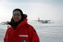 Me with the LC-130 airplane in the background.