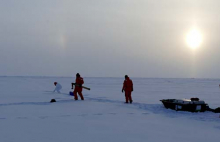 Sun dog & clean ice sampling area