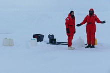 Melt pond water sampling