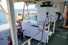 Installing Fantail Science Van on USCGC Healy