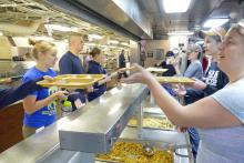 Melissa Miller, Alison Gather, and Courtney Schatzman Serving Science Morale Meal