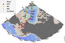 2015 US Arctic GEOTRACES Station Map