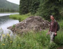 Tanya at the beaver lodge