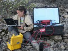 Katie measuring light attenuation in the Sag