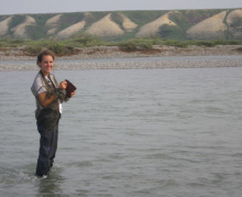 Anna taking water samples