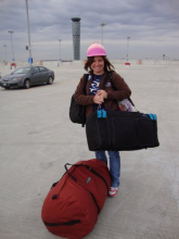 Ms. Rose at the airport with her bags!