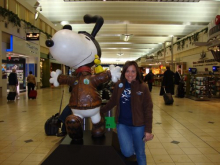 Ms Rose and a Giant Snoopy statue